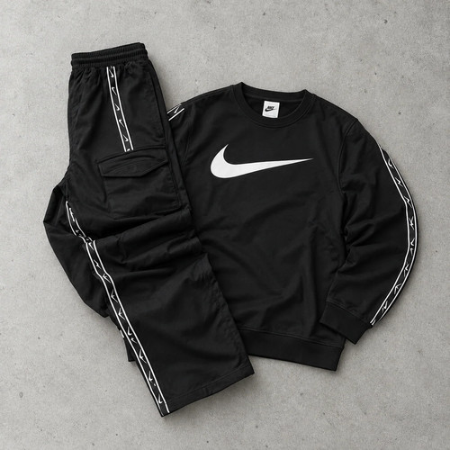 Nike tracksuit white black - nike, white/black